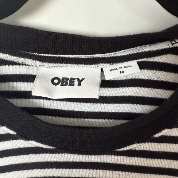 Obey Zoe Baby Ringer Black & White Stripe Tee - Picture 5 of 15